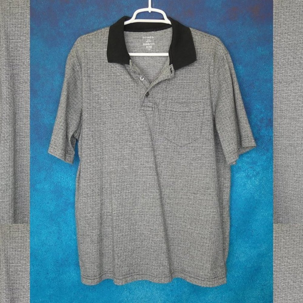 George Men's Black White Polo Shirt Large 42-44